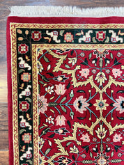 Indo Persian Runner Rug 2.6 x 10, Floral Hand Knotted Wool Hallway Rug, Red