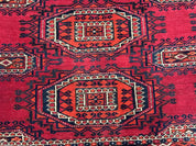 Antique Turkoman Salor Rug, Turkoman Textile, Fine 400 KPSI, Red, Persian Tribal Rug