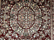 Burgundy Persian Rug 8x10, Pak Persian Floral Carpet, Very Fine 300 KPSI