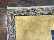 Indo Gabbeh Rug 3.7 x 5, Tribal Rug, Boho Rug, Wool Handmade Carpet