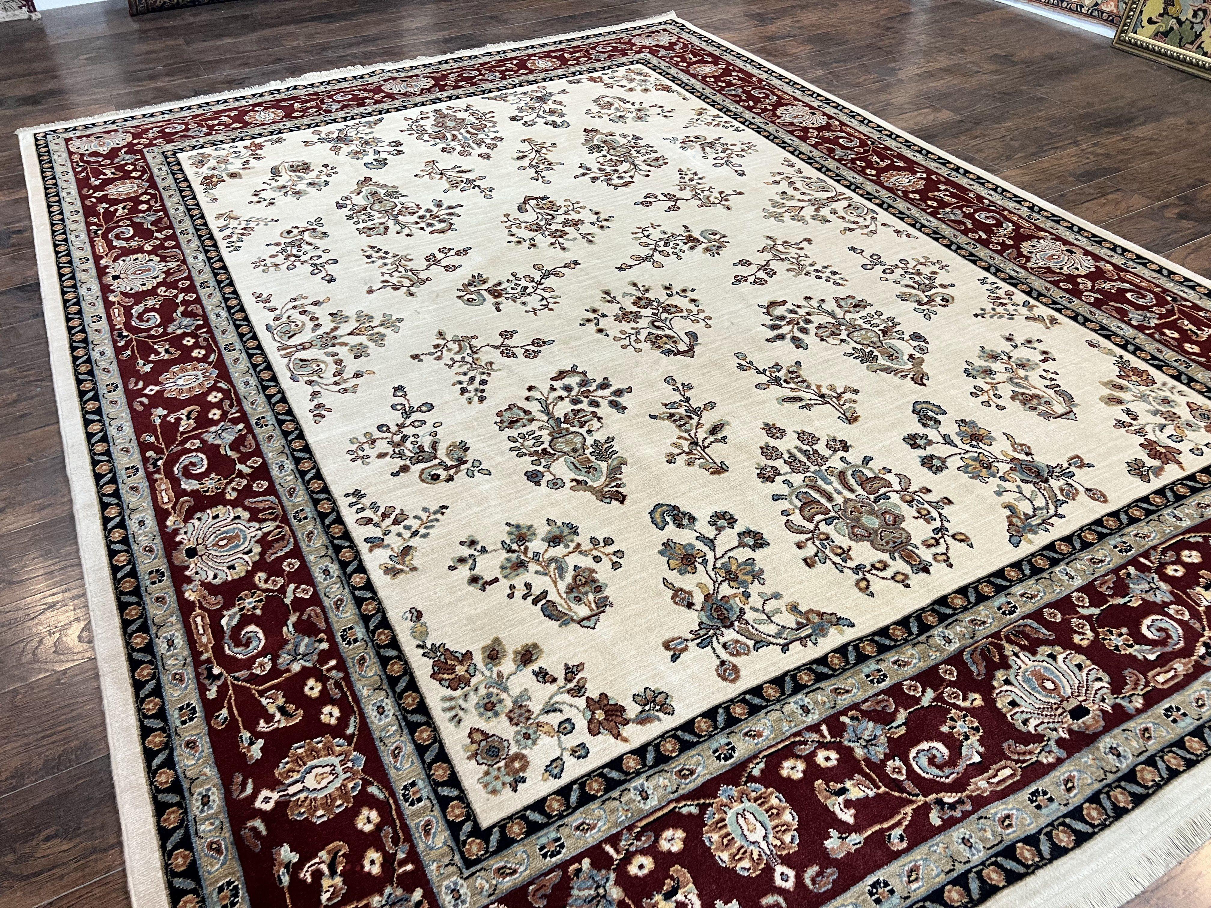Karastan Rug 8.6 x 11.6, English Manor #2103, Ivory Floral Sarouk, Wool Karastan Carpet, Large Karastan Area Rug, Traditional Karastan Rug