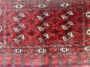 Antique Afghan Turkoman Mafrash Rug 3x5, Red, Hand Knotted, Wool, Tribal Collectible