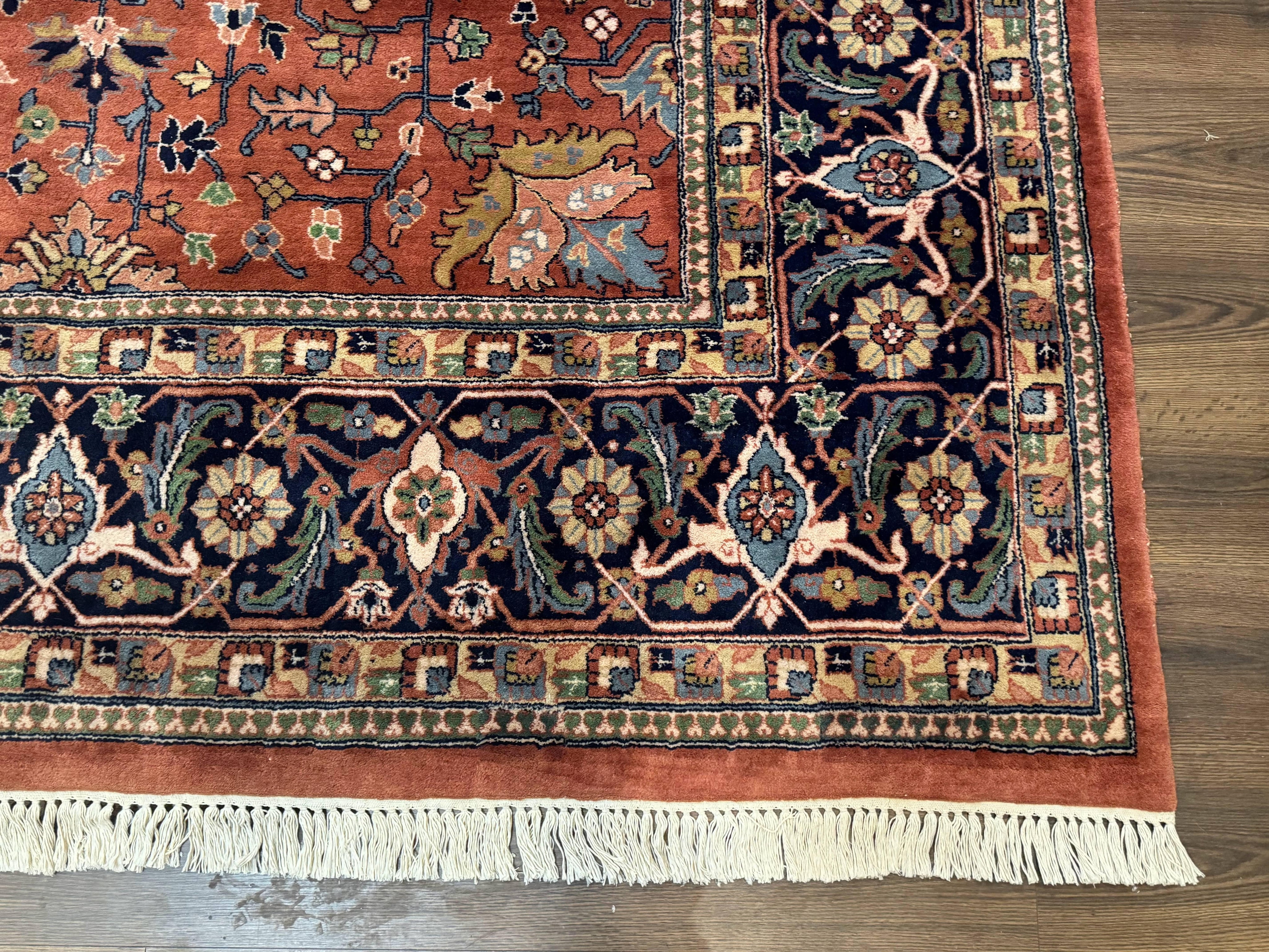 Indo Persian Heriz Rug 10x15, Allover Pattern, Large Wool Handmade Rug