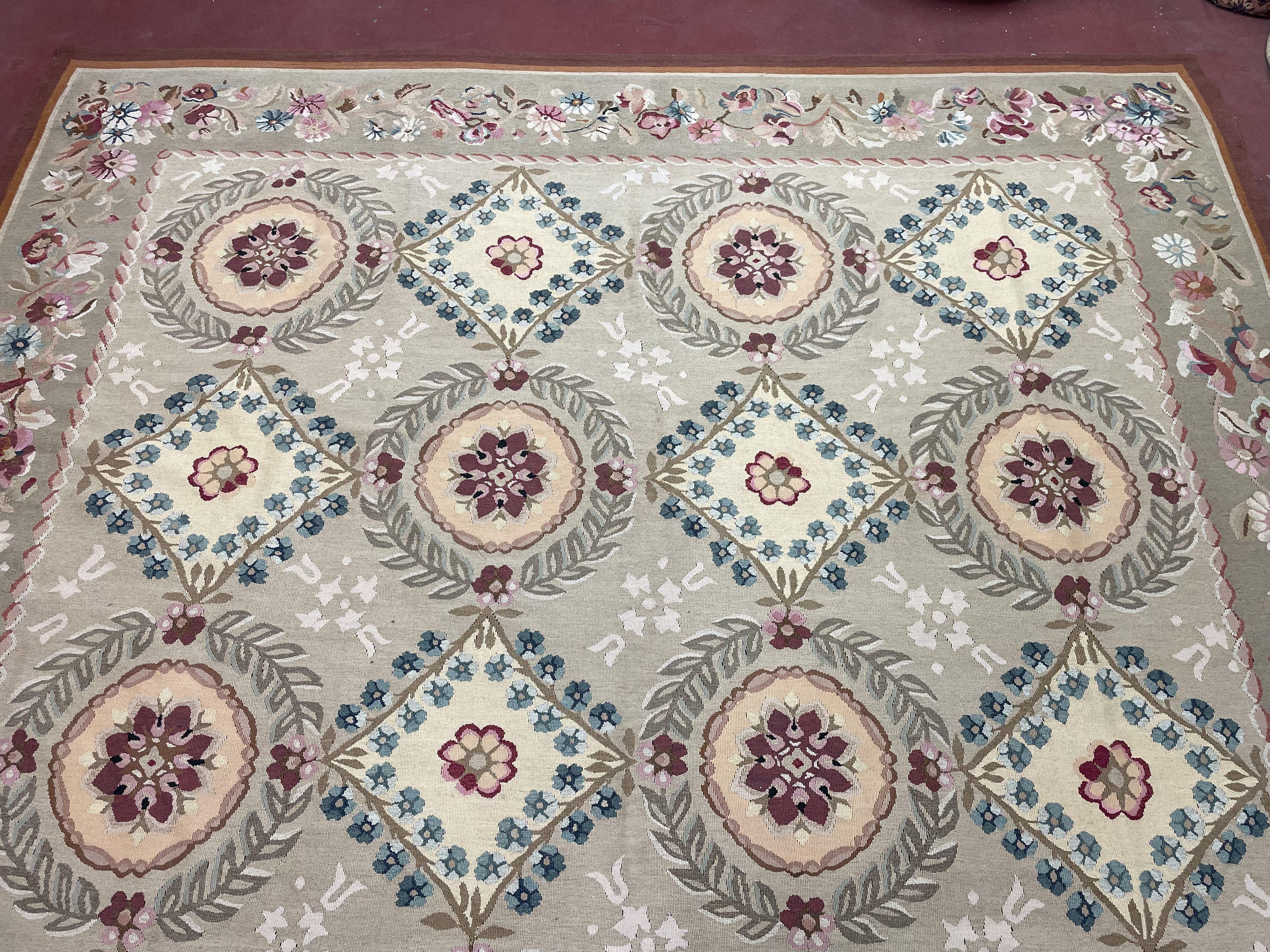 9x13 Needlepoint Carpet, French Design Rug, Hand-Knotted, Brand New Needlepoint Rug 9 x 13, English French European Style, Beige Floral