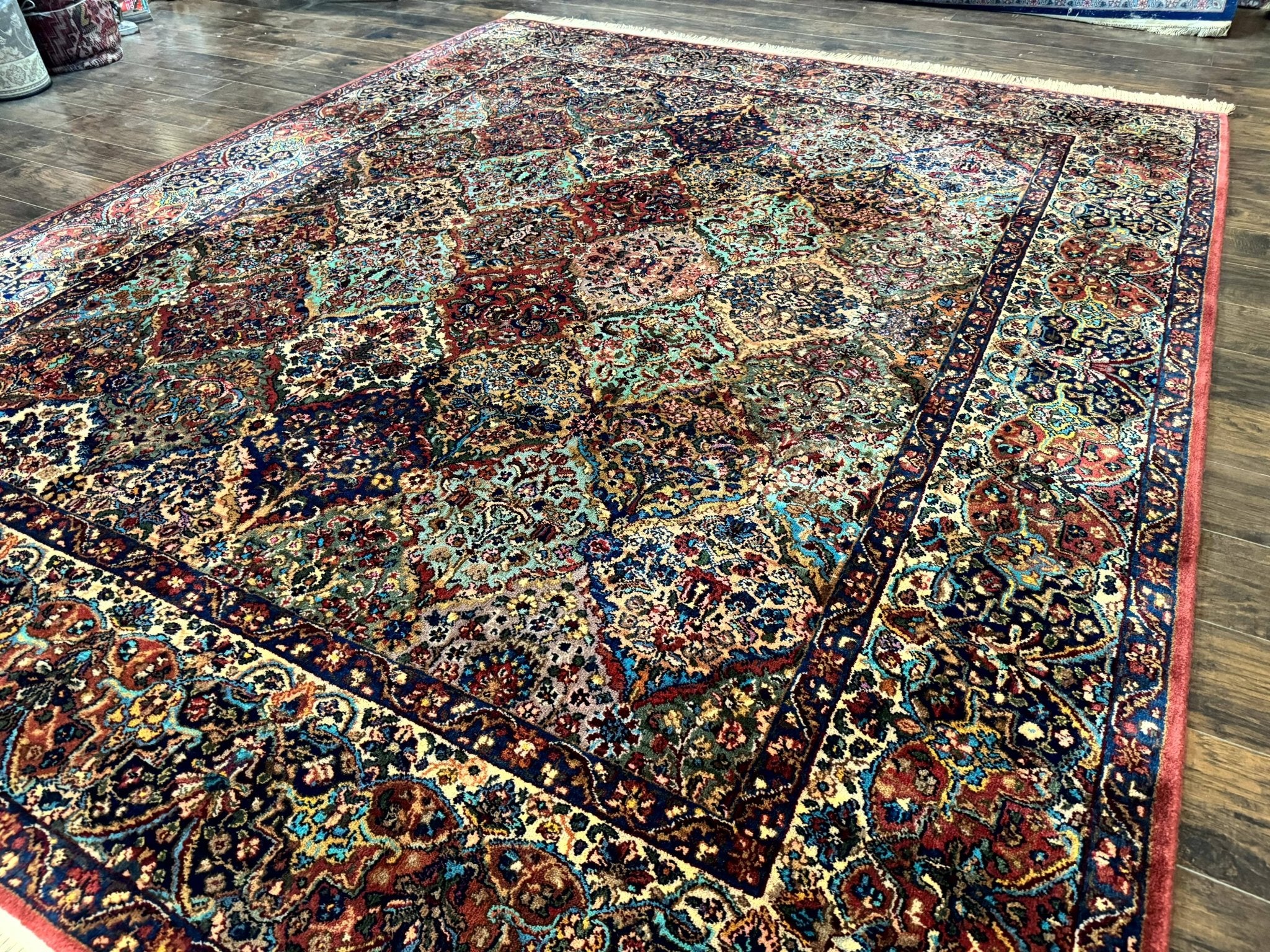 8.8 x 10.6 Karastan Rug, Multicolor Panel Kirman Rug 717, Vintage, Original 700 Series, Wool - Jewel RugsShopify CollectiveHUNTEDFOX - 8.8 x 10.6 Karastan Rug, Multicolor Panel Kirman Rug 717, Vintage, Original 700 Series, Wool