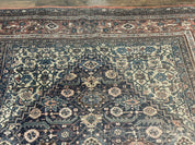 Antique Persian Bidjar Rug 8x15 – Navy Blue, Herati Pattern, Early 20th Century