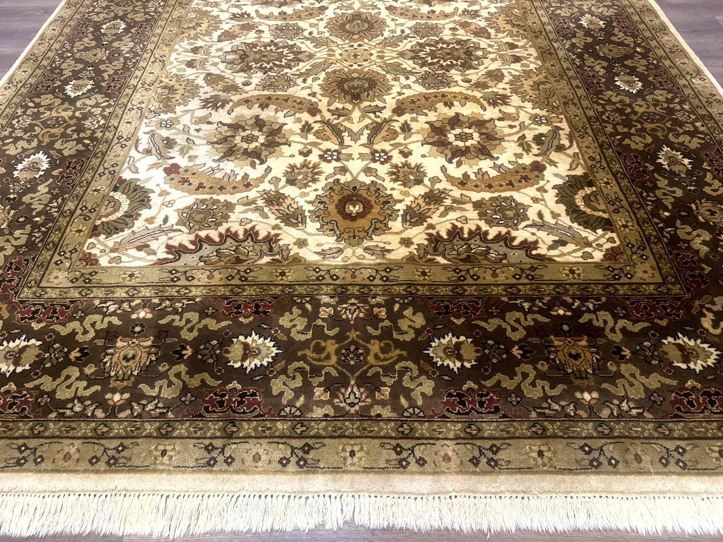 Indo Persian Mahal Rug 8x10, Floral Traditional Wool Oriental Carpet