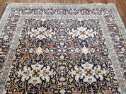 Navy Blue Persian Kashan Rug, Hand-Knotted, Wool, 4' 8" x 7' 4", Pair B