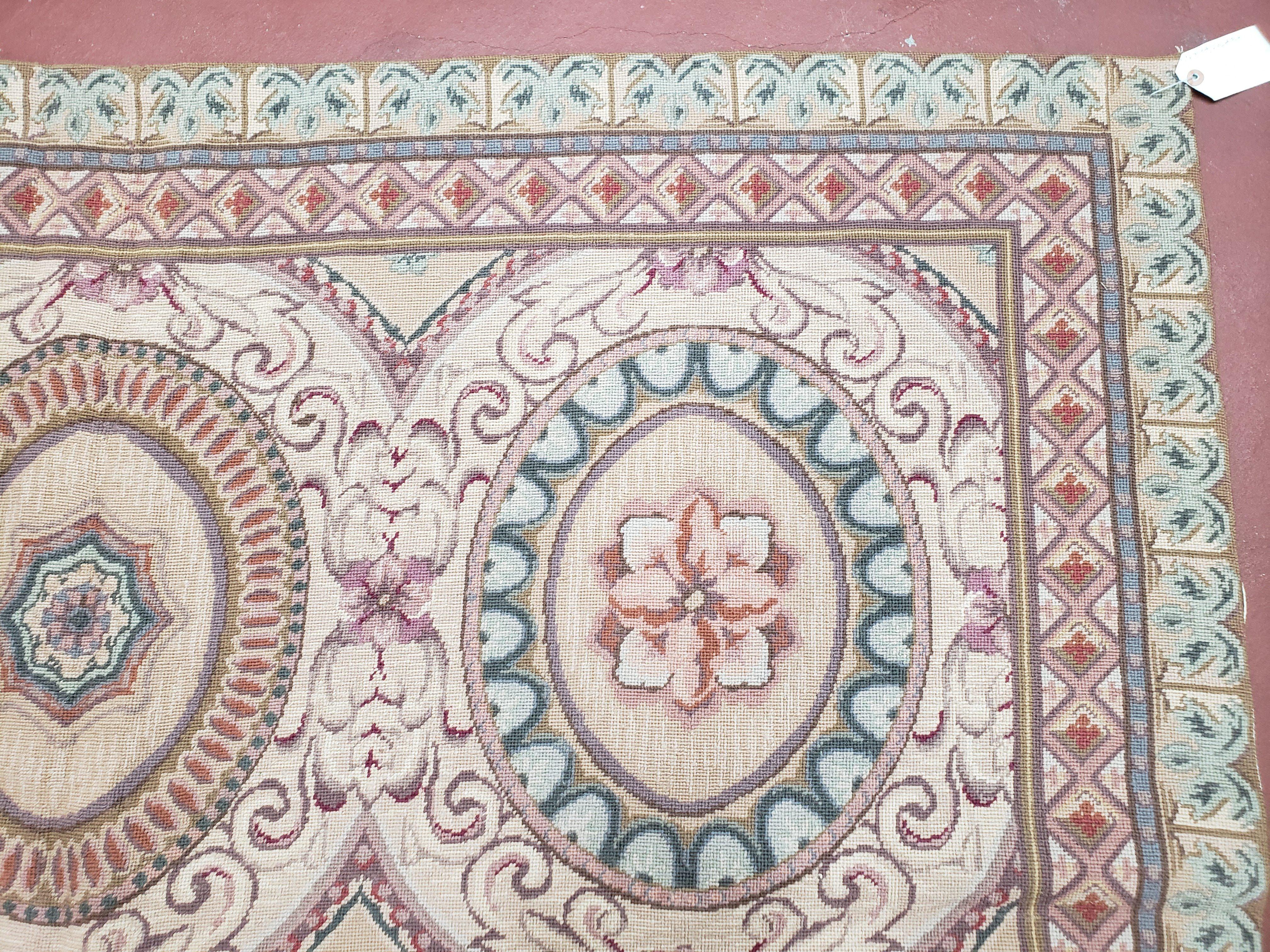 New Needlepoint Rug, 6x9 Needlepoint Carpet, Flatweave Rug, Vicotorian French European English Decor, Elegant Rug for Living Room, Handmade