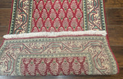 Persian Tabriz Runner Rug 3x16, Paisley Boteh Design, Red and Cream, Rug for Hallway, 16ft Wool Runner