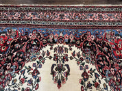 Palace Size Persian Rug 10 x 21 ft, Antique Hamadan Bibikabad Carpet, Handmade Antique Wool Oversized Rug, Ivory, Semi Open Field