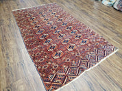 4x7 Antique Yamud Rug Russian Rug Turkoman Rug Fine Weave Rug