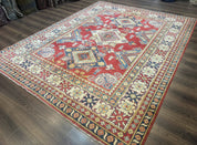 Turkish Kazak Rug 7.6 x 9.5, Geometric Medallions, Caucasian Pattern
