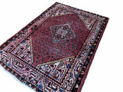 4x6 Antique Rug Handmade Wool Rug Organic Dyes Red Ivory Red Tribal Rug Boho Rug