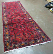 Antique Persian Hamadan Runner 3.4 x 9.7 -  Wool, Red and Navy Blue
