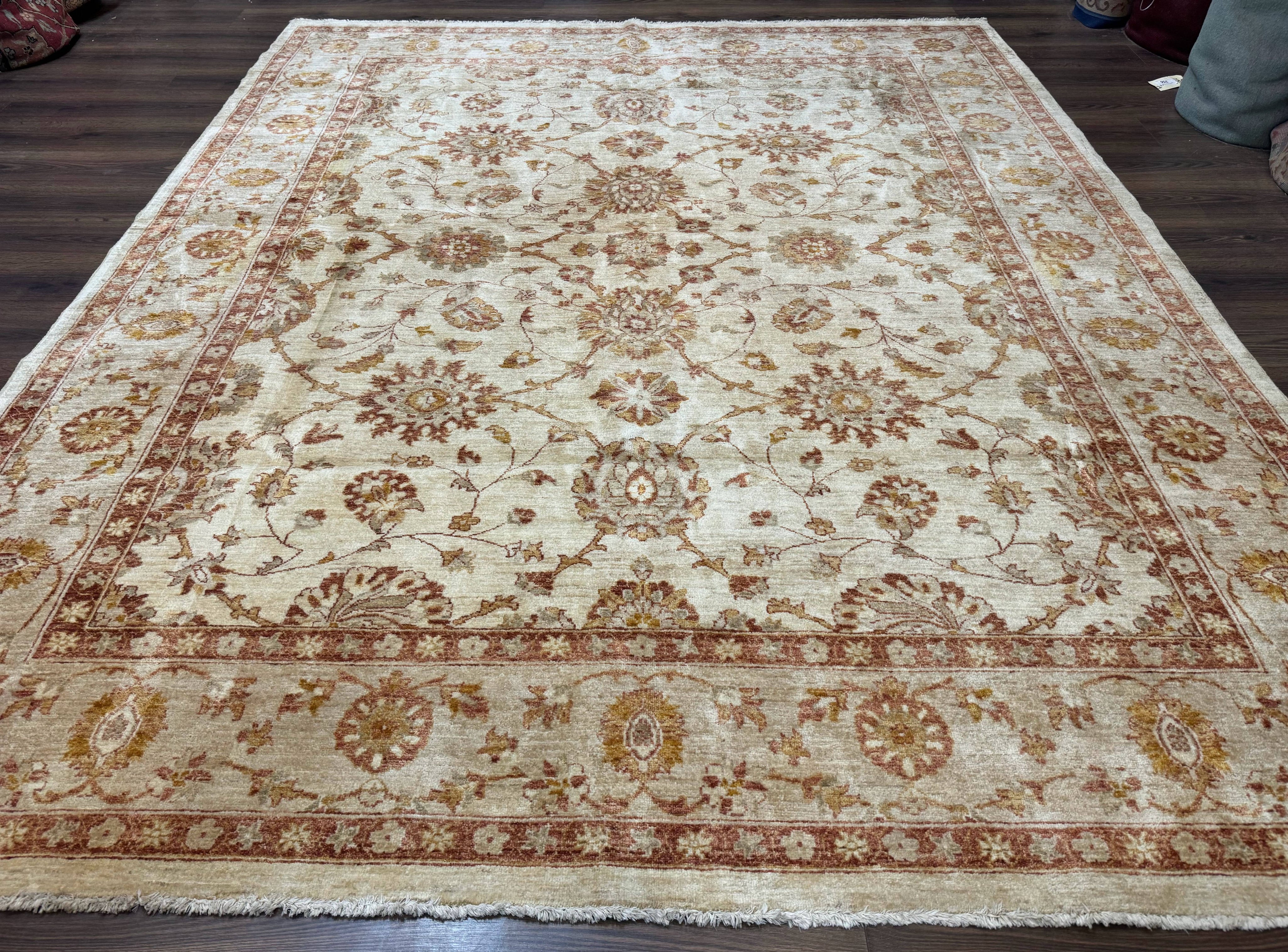 Pakistani Peshawar Rug 8x10, Pak Persian Traditional Oriental Carpet, Handmade, Wool, Allover Pattern