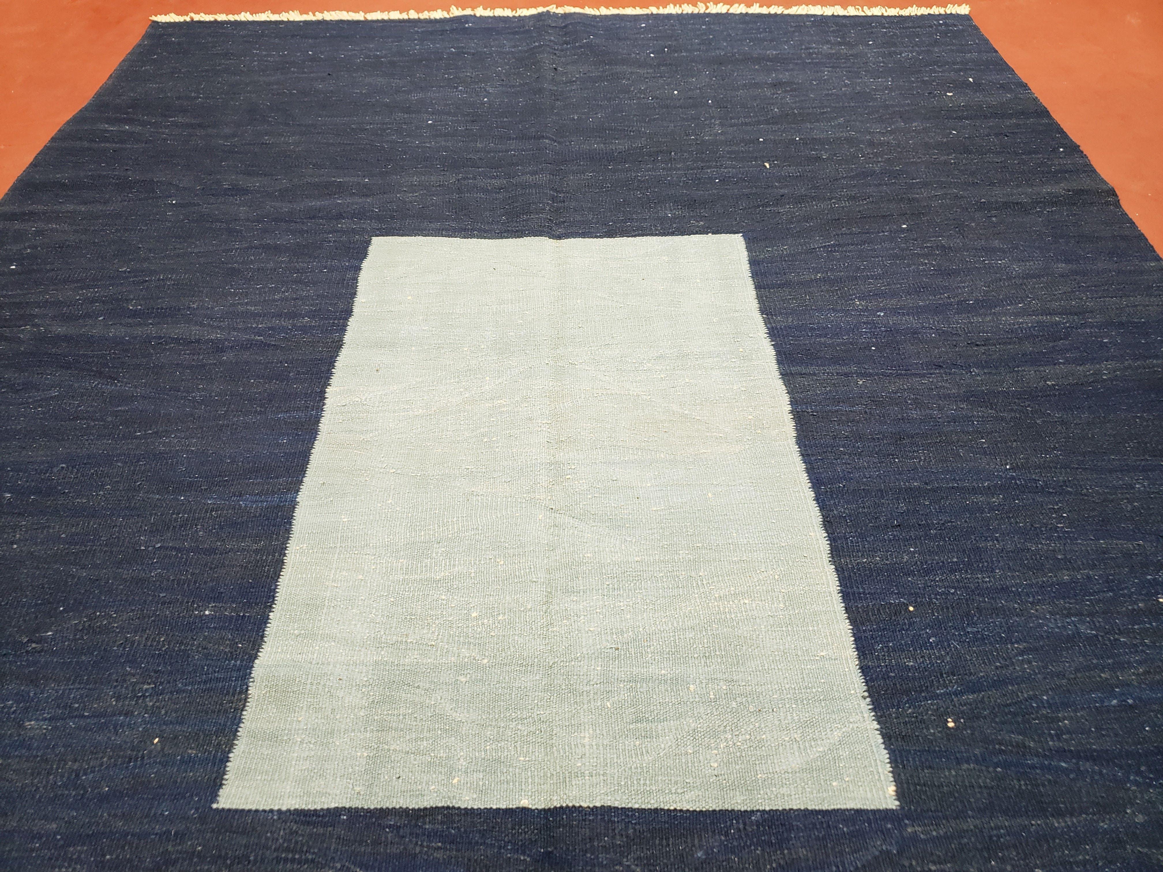 Large Turkish Kilim Rug, 6x9 - 7x10 Rug, Flatweave Carpets, Blue Rug, Abstract Rug, Playroom Rug, Rug for Nursery Room, Boho Rug, Wool