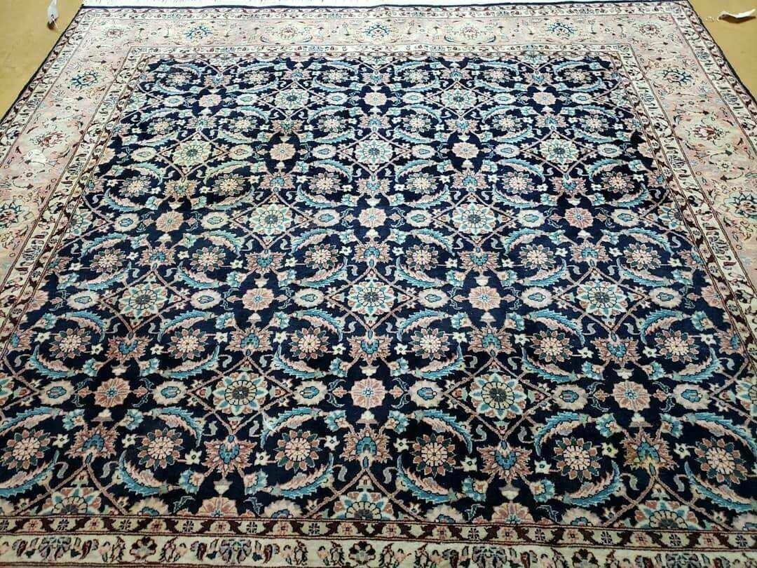 6' X 6' Gorgeous Handmade India Floral Oriental Wool Rug Square Blue Carpet Wow