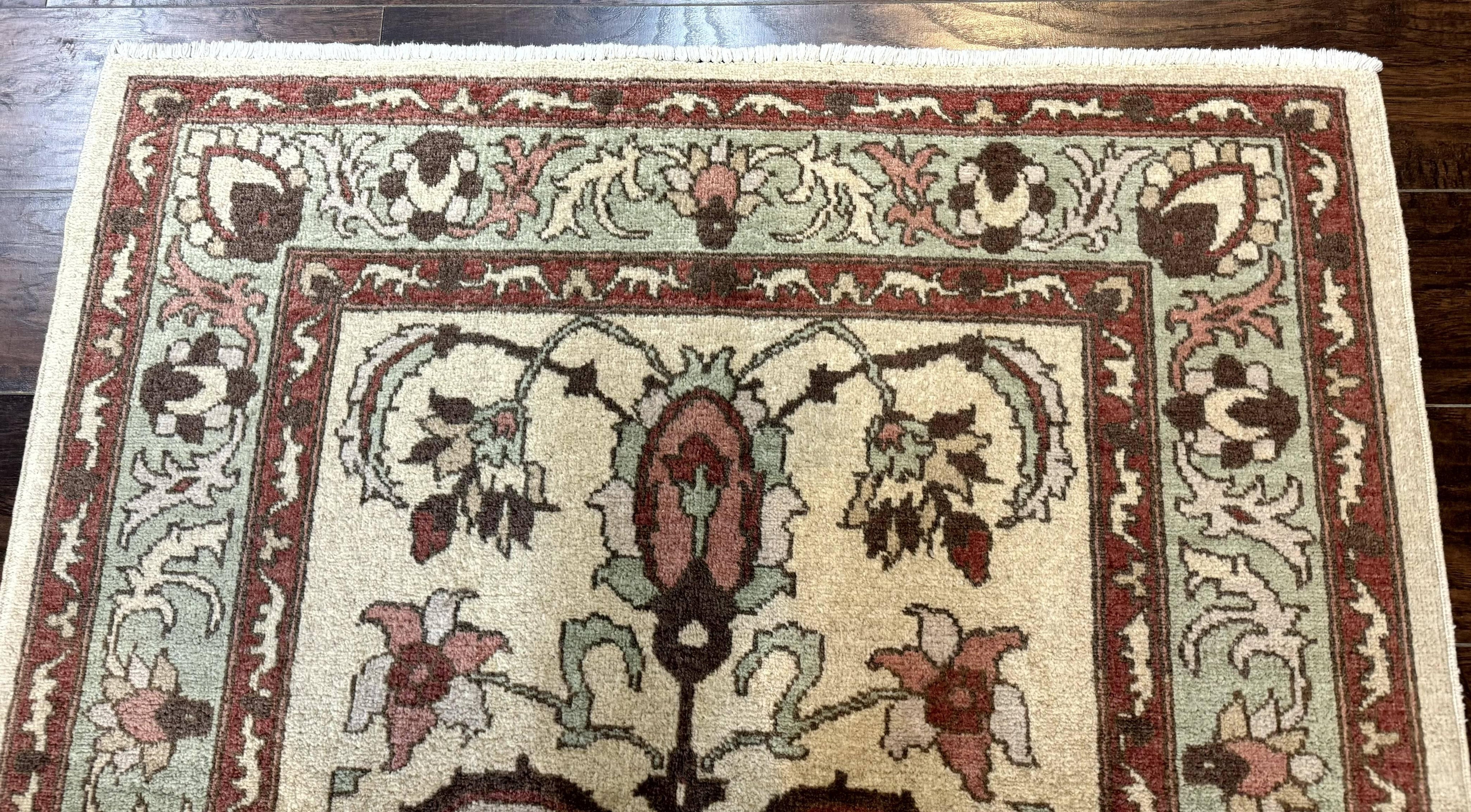 Indo Mahal Rug 4 x 5.6, Indian Handmade Wool Area Rug