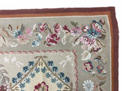 9x13 Needlepoint Carpet, French Design Rug, Hand-Knotted, Brand New Needlepoint Rug 9 x 13, English French European Style, Beige Floral