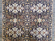 Navy Blue Persian Kashan Rug, Hand-Knotted, Wool, 4' 8" x 7' 4", Pair B