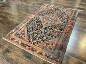 Antique Persian Mahal Rug 4x7, Wool Hand Knotted Tribal Geometric Carpet
