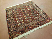 4' X 4' Antique Handmade Turkoman Bokhara Balouch Woven Wool Rug Brick Red Nice
