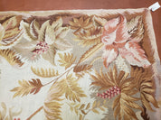 7' 7" x 9' 8" Needlepoint Rug Floral Beige Flat Weave Carpet 8x10 Handmade New Area Rug