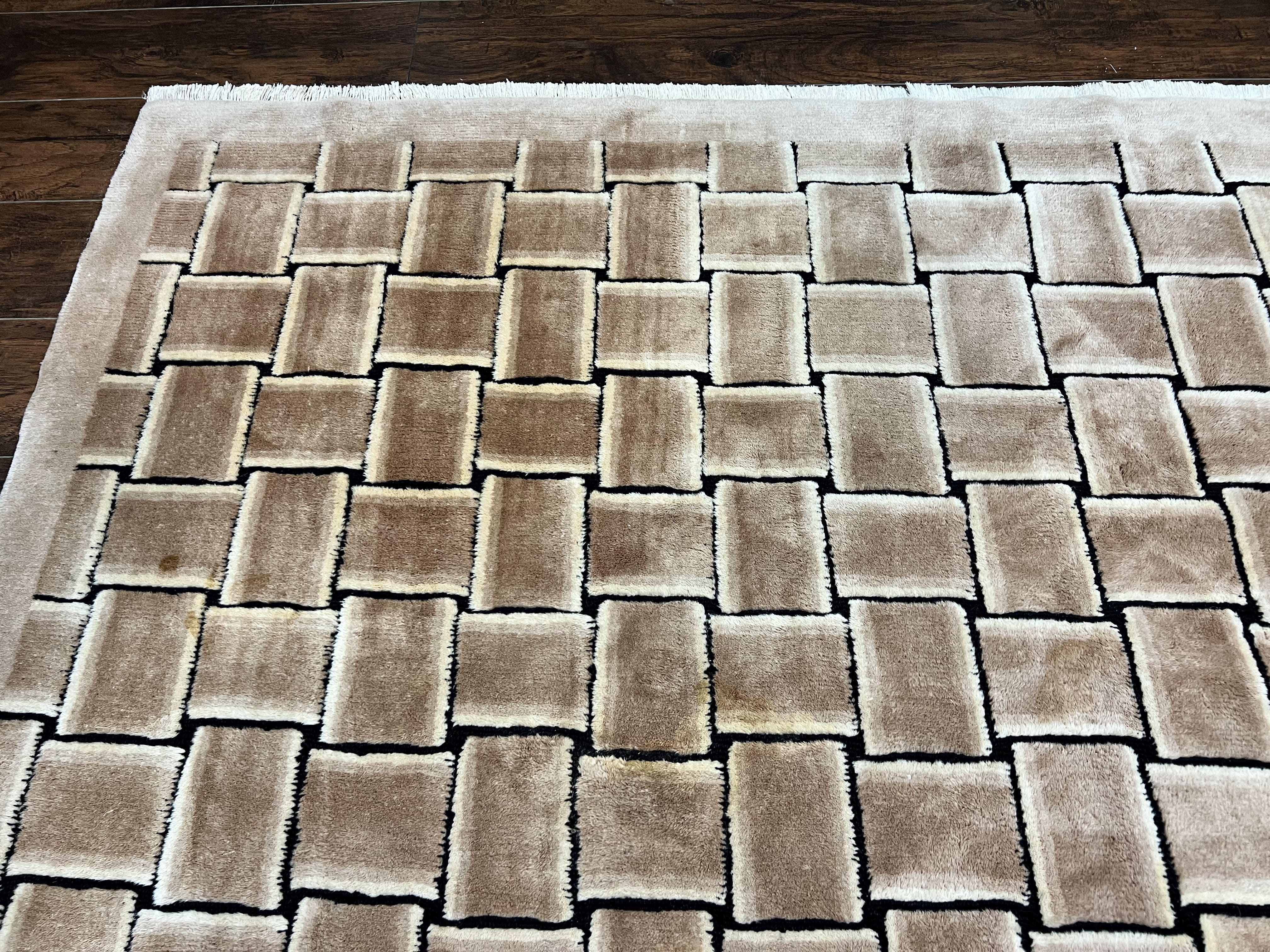 Tibetan Rug 9x12, Handmade, Wool, Modern Design