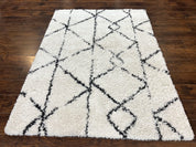 Modern Shag Rug 5x7, Ivory and Black Area Rug 5 x 7 ft