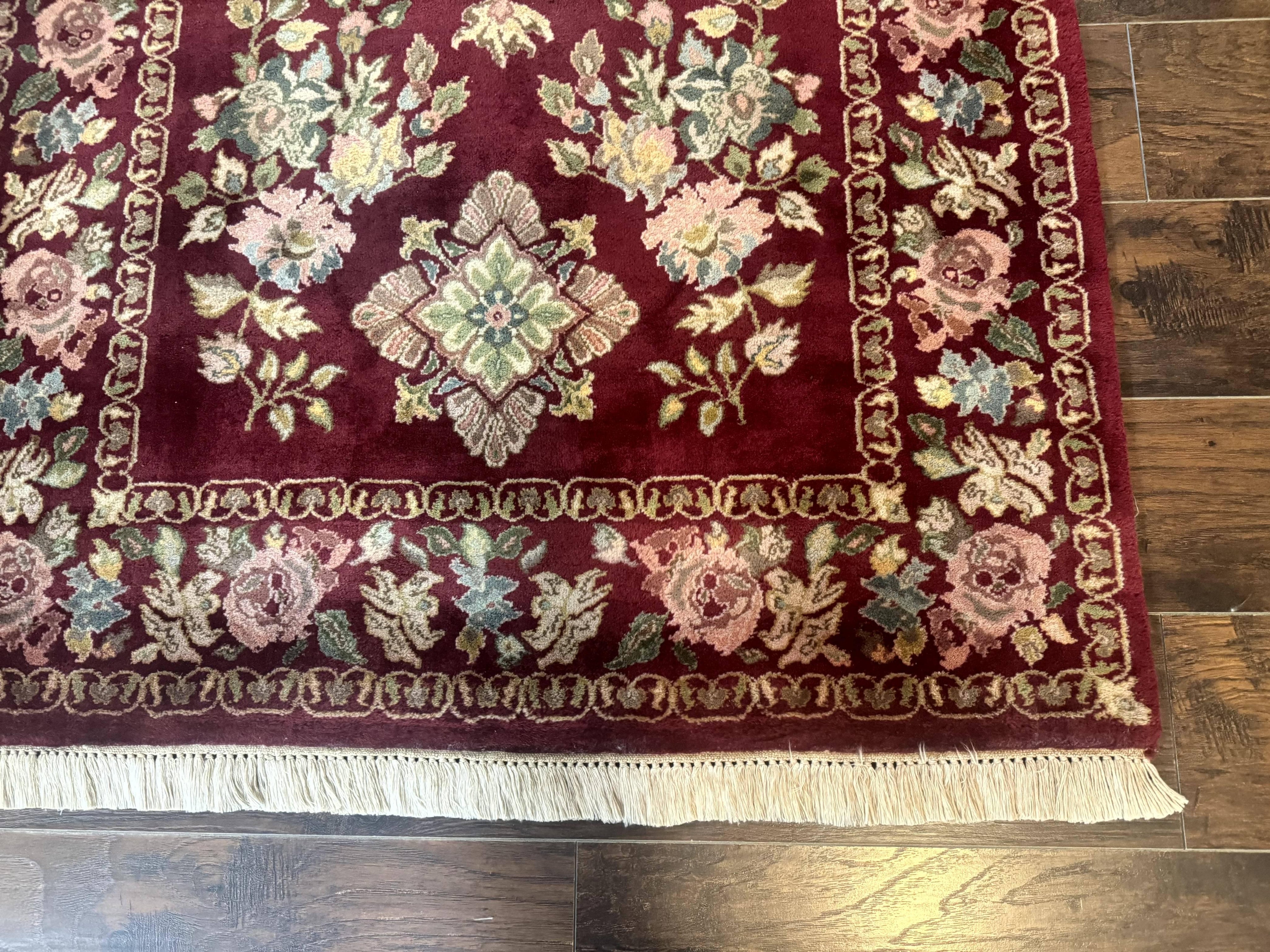 Indo Persian Kerman Rug 4x6, Burgundy, Floral