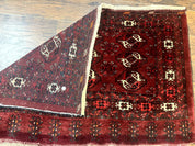 Antique Afghan Turkoman Mafrash Rug 3x5, Red, Hand Knotted, Wool, Tribal Collectible
