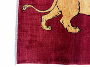 3 X 5 Handmade Hand-Knotted Quality Wool Rug Lion Red Veg Dyes Tribal Pictorial