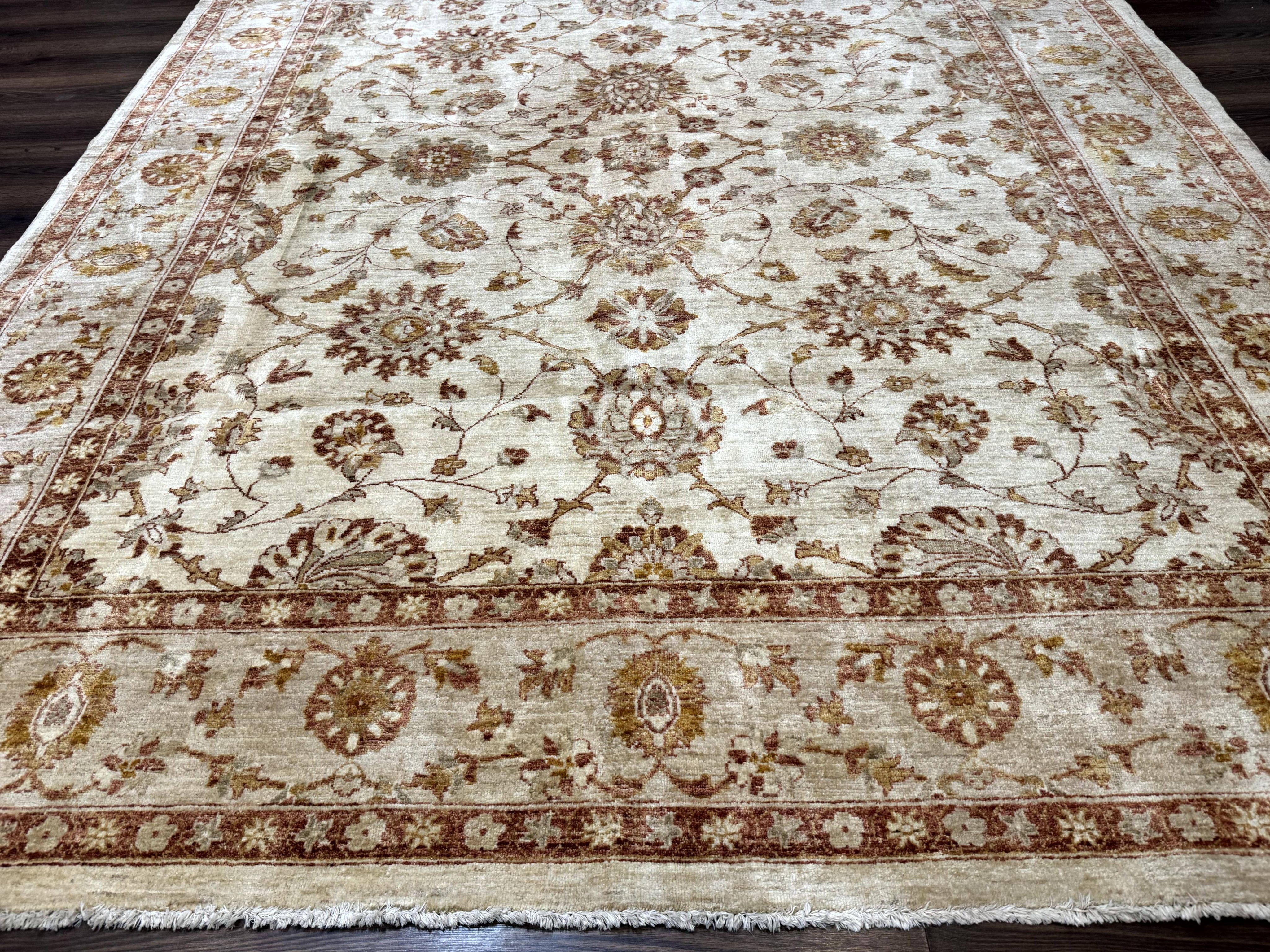 Pakistani Peshawar Rug 8x10, Pak Persian Traditional Oriental Carpet, Handmade, Wool, Allover Pattern