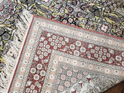 5x8 Indian Kashmiri Silk Rug with Gold Threads