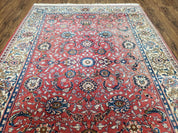 Semi Antique Persian Kashan Rug, Red & Beige, Hand-Knotted, Wool, 4'7" x 6' 6", Pair B