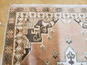 Antique Moroccan Rug 5x7 Tribal Carpet, Hand-Knotted Soft Wool Pile, 5 x 7 Area Rug, Berber Rug, Geometric Open Field Medallion, Pink Ivory