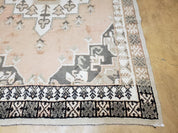 Antique Moroccan Rug 5x7 Tribal Carpet, Hand-Knotted Soft Wool Pile, 5 x 7 Area Rug, Berber Rug, Geometric Open Field Medallion, Pink Ivory