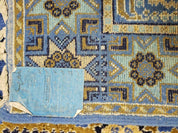 7' X 10' 5" Handmade Moroccan Urban Rabat Wool Carpet Blue Area Rug