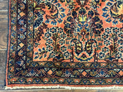 Antique Persian Lilihan Rug 2x4, Red, Floral, Wool, Handmade Lilian Persian Carpet