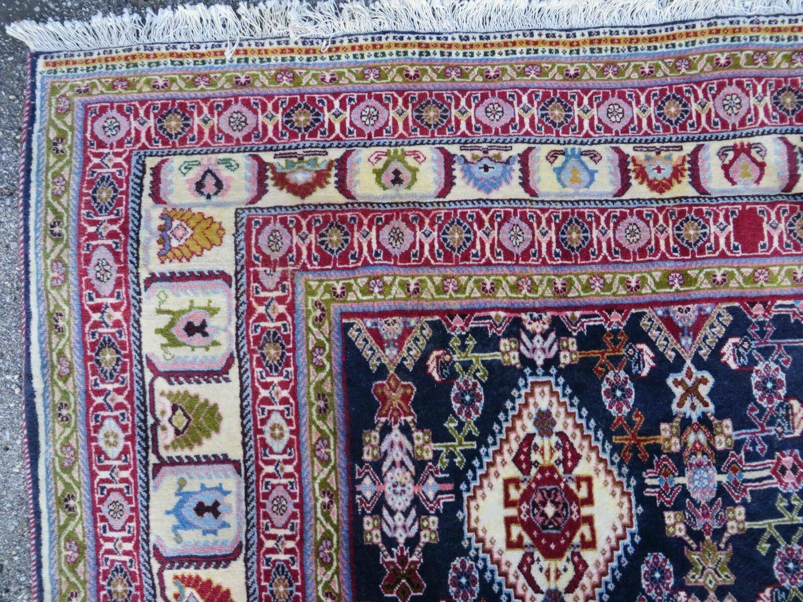 Oversized Persian Shiraz Tribal Rug 13x19, Palace Sized Oriental Carpet, Handmade Hand-Knotted X Large Rug, Red Blue Cream, Allover Herati Pattern