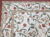 Needlepoint Rug 9x12, European Aubusson Design, Floral Allover Garden Pattern, New Needlepoint Area Rug, Ivory Rug, Hand Woven, Flatweave