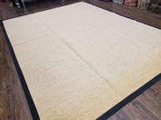Jute Rug 8x10, Natural Jute Fiber Area Rug, Natural Sisal Area Rug with Black Border, 8x10 Carpet, Solid Jute Rug 8 x 10, Farmhouse Rug