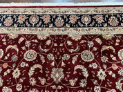 Maroon Persian Area Rug 8x10, Floral Allover, Pak Persian, Wool and Silk Highlights, Traditional Oriental Carpet