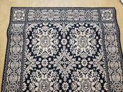 4x6 Power-Loomed Rug Dark Navy Blue & Ivory Oriental Carpet Nice
