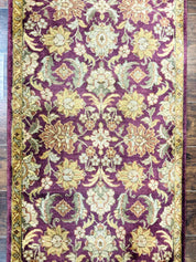 Indian Agra Runner Rug 2.6 x 17.5, Long Runner Rug for Hallway, Floral Handmade