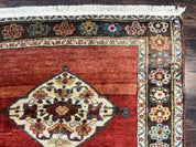 Antique Persian Bidjar Rug 4x8, Triple Medallions, Handmade Oriental Carpet, 1920s Rug, Wool Rug, Red