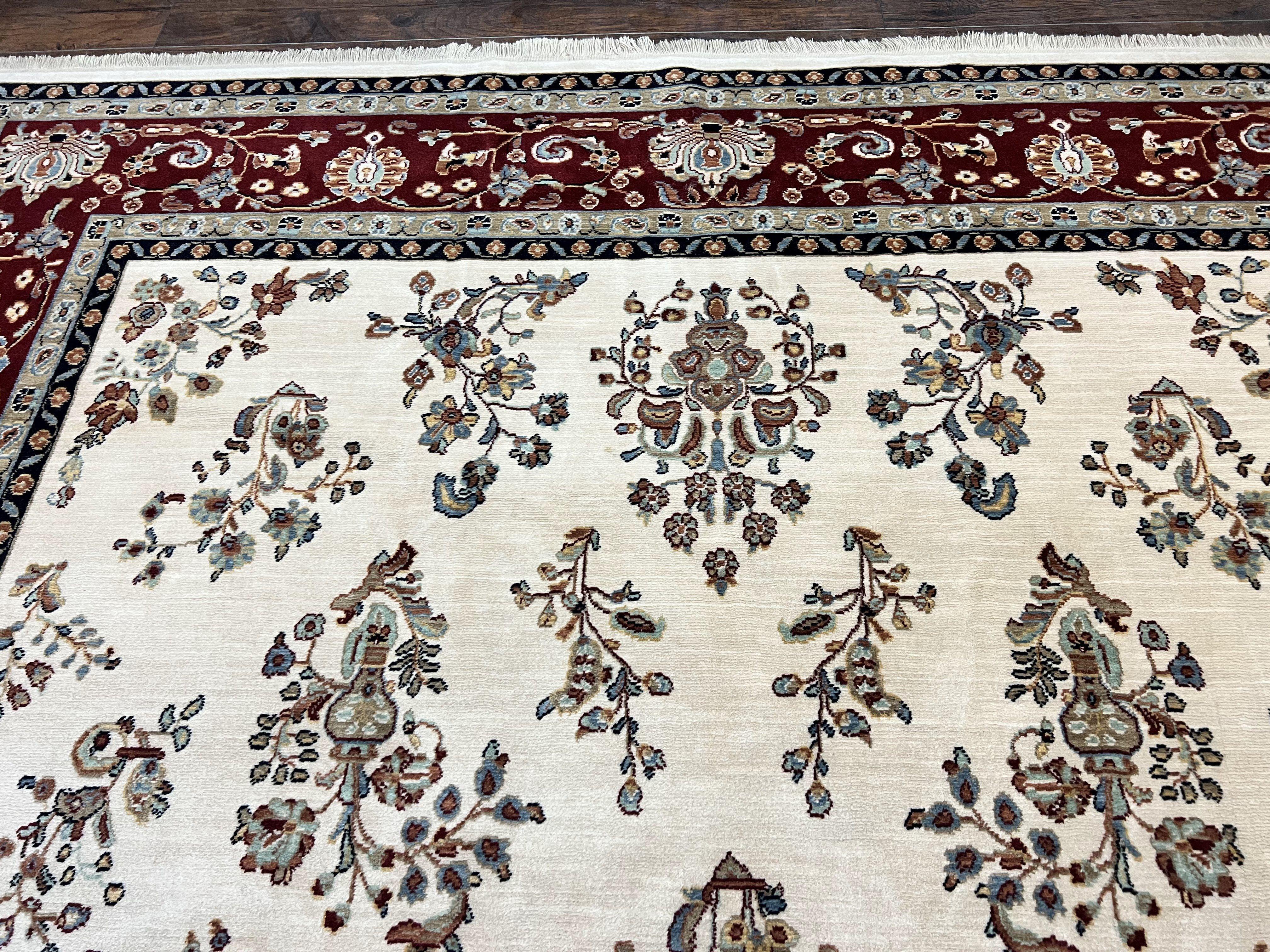 Karastan Rug 8.6 x 11.6, English Manor #2103, Ivory Floral Sarouk, Wool Karastan Carpet, Large Karastan Area Rug, Traditional Karastan Rug