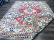 Turkish Kazak Rug 7.6 x 9.5, Geometric Medallions, Caucasian Pattern