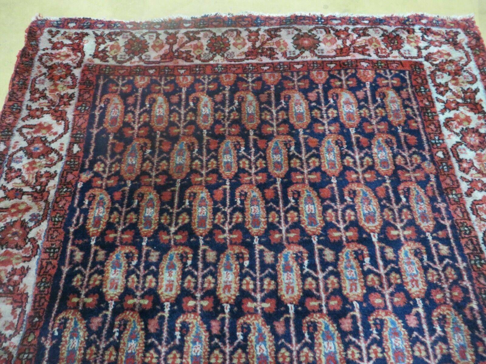 4' X 6' Antique Handmade Turkish Sivas Wool Rug Vegetable Organic Dye Nice Blue